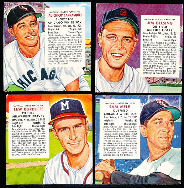 1954 Red Man Baseball- No Tabs- 4 Diff