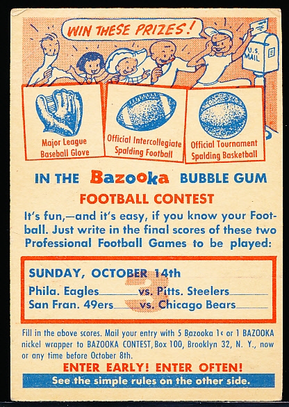 1956 Topps Fb Contest Card #3