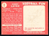 1958 Topps Fb- #2 Bobby Layne, Lions