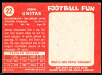 1958 Topps Fb- #22 John Unitas, Colts