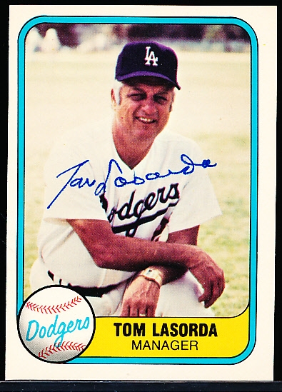 Autographed 1981 Fleer Bsbl. #116 Tom Lasorda, Dodgers