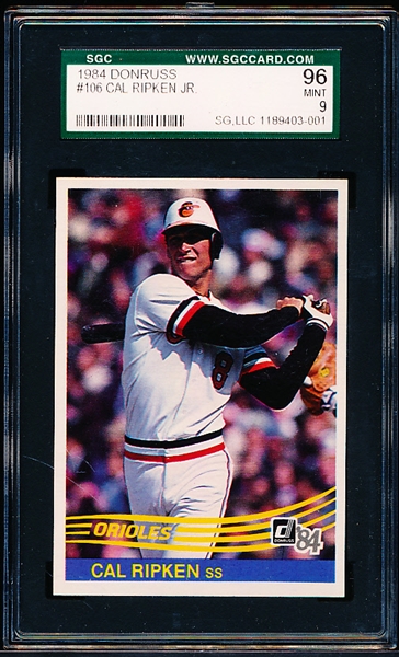1984 Donruss Bsbl. #106 Cal Ripken, Jr.- SGC Graded Mint 9.