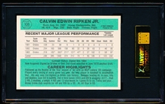 1984 Donruss Bsbl. #106 Cal Ripken, Jr.- SGC Graded Mint 9.