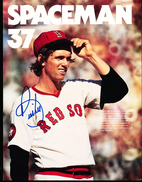 Autographed Bill Lee Boston Red Sox MLB Color 8 3/8” x 10 ¾” thin Paper Fold-Over Brochure