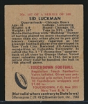 1948 Bowman Ftbl. #107 Sid Luckman RC, Bears