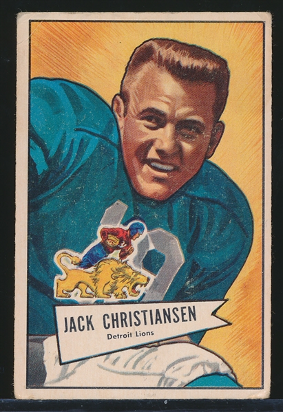1952 Bowman Small Ftbl. #129 Jack Christiansen RC, Lions