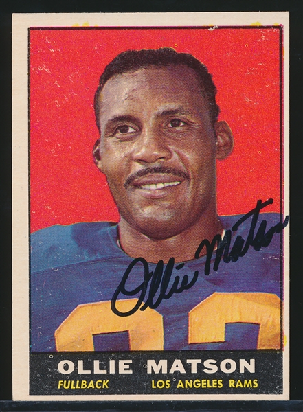 Autographed 1961 Topps Ftbl. #50 Ollie Matson, Rams