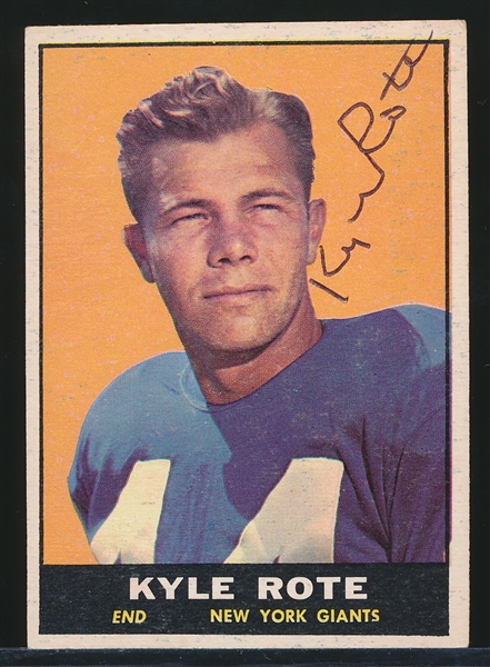 Autographed 1961 Topps Ftbl. #87 Kyle Rote, Giants