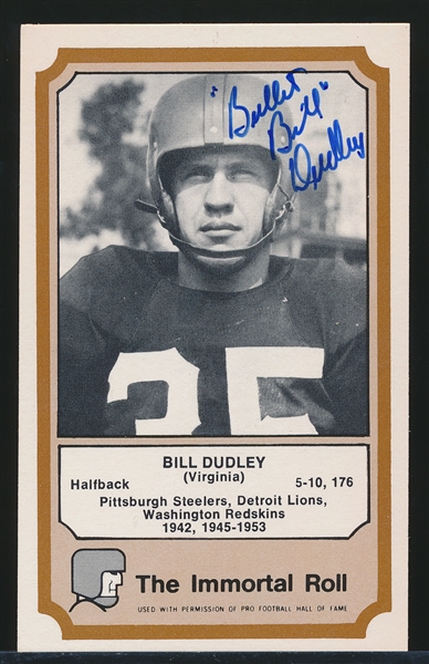 Autographed 1974 Fleer “Immortal Roll” Pro FB HOF- Bill Dudley