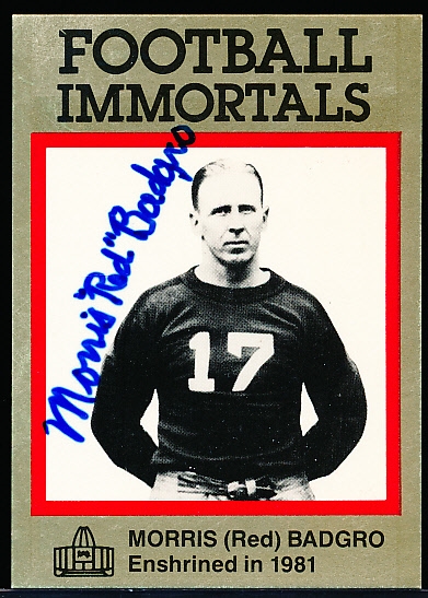 Autographed 1985-87 Football Immortals #9 Red Badgro