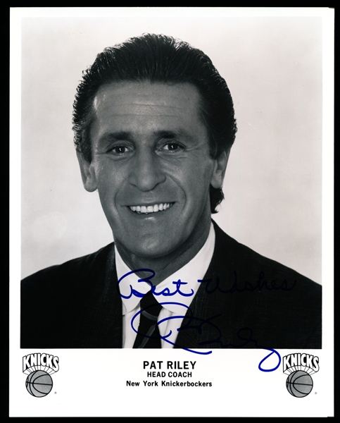 Autographed Pat Riley New York Knicks NBA B/W 8” x 10” Team Issued Photo- PSA Certified