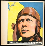 1936 Goudey Gum Co. “History of Aviation” (R65) 5-1/2” x 5-1/2” Cards- #4 Col. Charles A. Lindbergh- The Lone Eagle