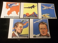 1936 Goudey Gum Co. “History of Aviation” (R65) 5-1/2” x 5-1/2” Cards- 5 Diff.