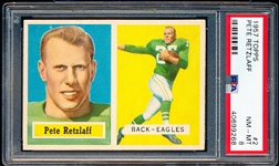 1957 Topps Football- #2 Pete Retzlaff, Eagles- PSA Nm-Mt 8