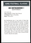 2000 Big 33 Ohio High School Ftbl. Card- #7 Ben Roethlisberger, Findlay High School