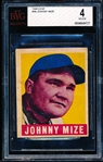 1948/49 Leaf Baseball- #46 Johnny Mize, NY Giants- BVG 4 (Vg-Ex)