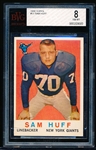 1959 Topps Football- #51 Sam Huff, Giants- Rookie- BVG 8 (NrMt-Mt)