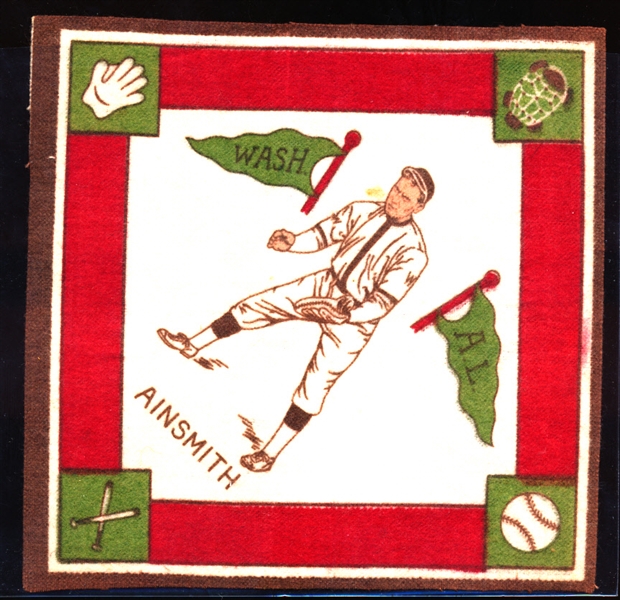 1914 B18 Baseball Blanket- Ainsmith, Wash AL- Green Pennants Version