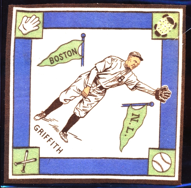 1914 B18 Baseball Blanket- Griffith, Boston NL- White Infield/ Green Pennants