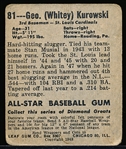 1948/49 Leaf Baseball- #81 Whitey Kurowski, Cardinals- SP