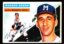 1956 Topps Baseball- #10 Warren Spahn, Braves- Gray Back