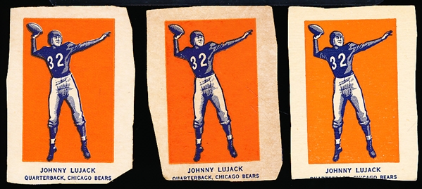 1952 Wheaties Fb- Johnny Lujack, Bears- Action Pose- 3 Cards