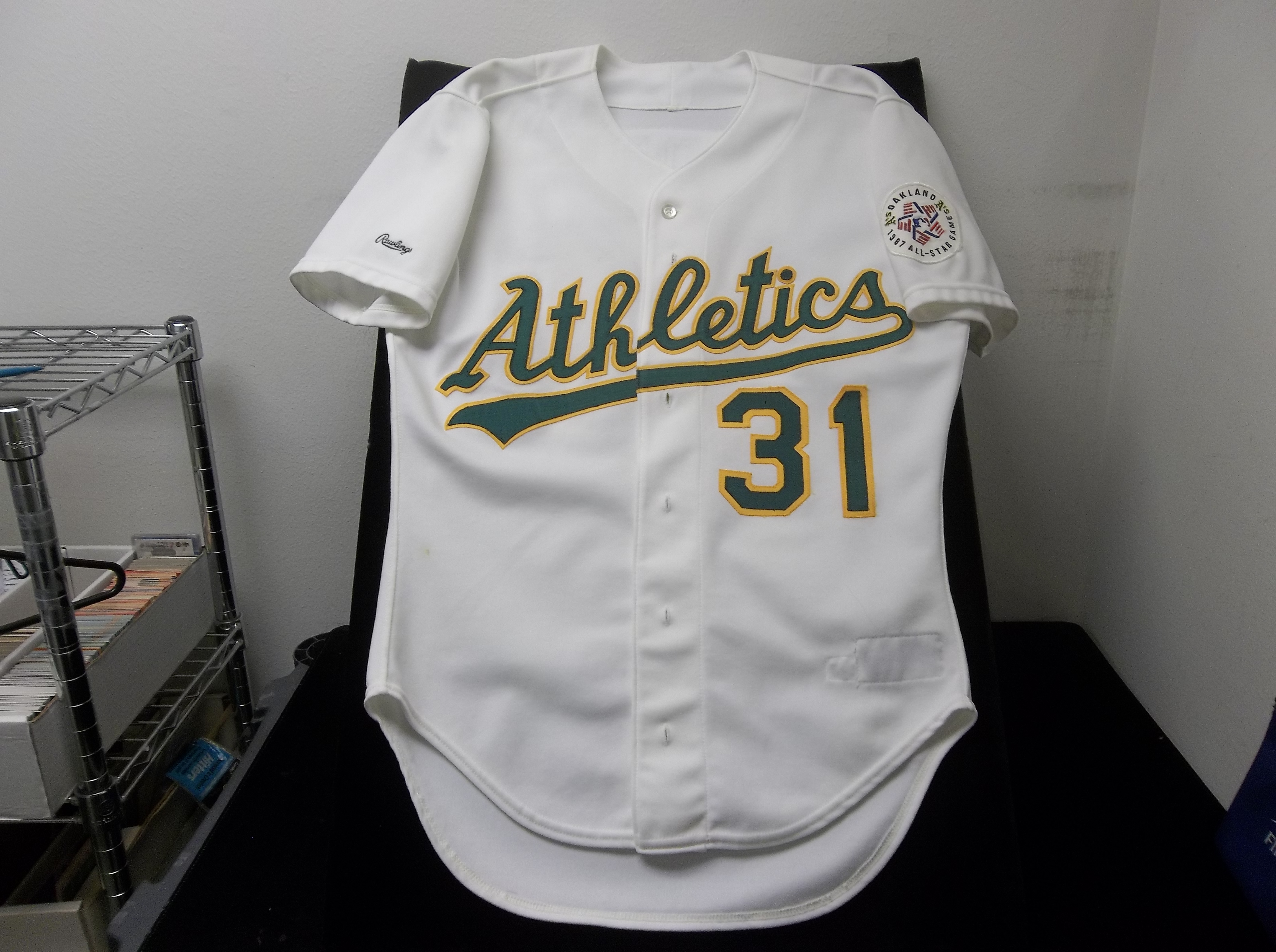 Lot Detail Game Worn 1987 Oakland A s Rawlings MLB 31 Brian Harper White Home Jersey