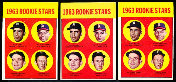 1963 Topps Bb- #169 Gaylord Perry- 3 Cards