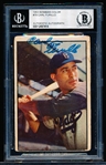 Autographed 1953 Bowman Bsbl. #78 Carl Furillo, Dodgers- Beckett Certified/ Slabbed