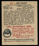1948 Bowman Basketball- #34 Joe Fulks RC, Phila Warriors