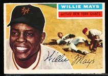 1956 Topps Bb- #130 Willie Mays, Giants- Gray Back