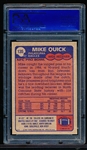 1985 Topps Football- #135 Mike Quick, Eagles- PSA Mint 9