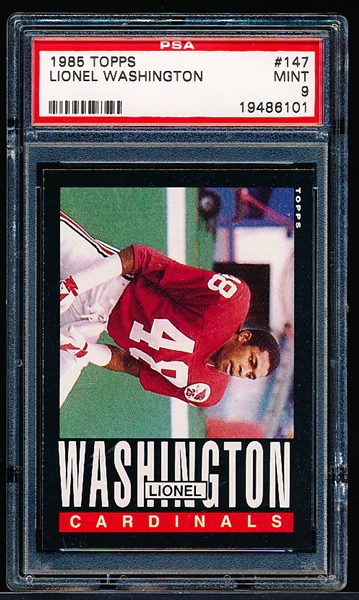 1985 Topps Football- #147 Lionel Washington, Cardinals- PSA Mint 9