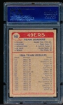 1985 Topps Football- #148 49ers Team Leaders (Montana)- PSA Mint 9