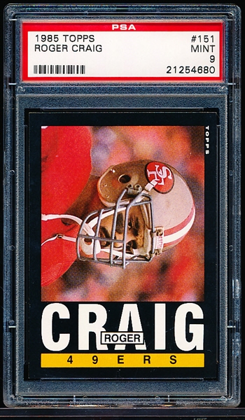 1985 Topps Football- #151 Roger Craig, 49ers- PSA Mint 9