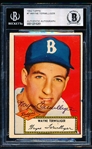 1952 Topps Baseball Autographed- #7 Wayne Terwilliger, Dodgers- Beckett Authenticated & Encapsulated