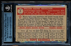 1952 Topps Baseball Autographed- #7 Wayne Terwilliger, Dodgers- Beckett Authenticated & Encapsulated
