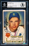 1952 Topps Baseball Autographed- # 89 John Lipon, Tigers- Beckett Authenticated & Encapsulated