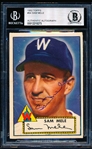 1952 Topps Baseball Autographed- #94 Sam Mele, Washington- Beckett Authenticated & Encapsulated