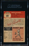 1953 Topps Baseball Autographed- #19 Mel Parnell, Boston Red Sox- SGC Authenticated & Encapsulated