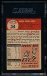 1953 Topps Baseball Autographed- #34 George Shuba, Dodgers- Signed “George Shotgun Shuba”- SGC Authenticated & Encapsulated