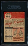 1953 Topps Baseball Autographed- #192 Wally Westlake, Cleveland- SGC Authenticated & Encapsulated