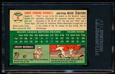 1954 Topps Baseball Autographed- #6 Pete Runnels, Washington- SGC Authenticated & Encapsulated