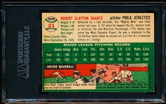 1954 Topps Baseball Autographed- #21 Bobby Shantz, Phila A’s- “Bobby Shantz 1952 AL MVP”- SGC Authenticated & Encapsulated