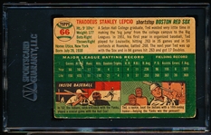 1954 Topps Baseball Autographed- #66 Ted Lepcio, Boston Red Sox- SGC Authenticated & Encapsulated