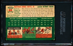 1954 Topps Baseball Autographed- #88 Matt Batts, Tigers- SGC Authenticated & Encapsulated