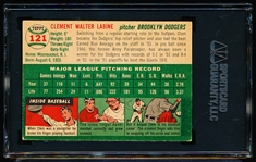 1954 Topps Baseball Autographed- #121 Clem Labine, Brooklyn- SGC Authenticated & Encapsulated