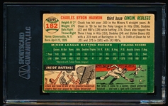 1954 Topps Baseball Autographed- #182 Chuck Harmon, Reds RC- SGC Authenticated & Encapsulated