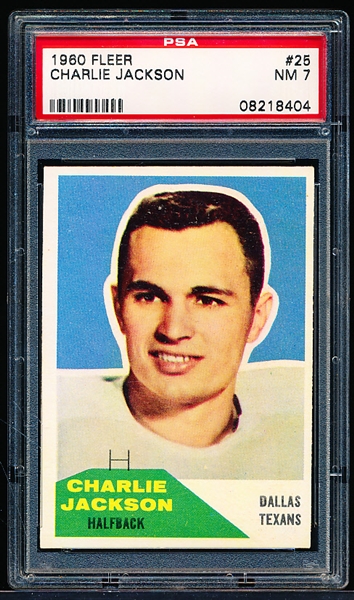 1960 Fleer Football- #25 Charlie Jackson, Dallas Texans- PSA NM 7