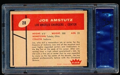 1960 Fleer Football- #28 Joe Amstutz, LA Chargers- PSA Nm-Mt 8 (OC)